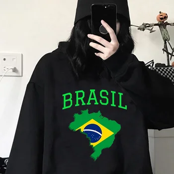 O brasil hoodies mulheres do hip hop impresso 2022 grunge feminino casaco com carapuço roupas y2k estética