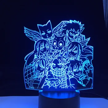 3D Anime Luz da Noite do DIODO emissor de FAIRY TAIL Equipe Anime Figura da Noite do DIODO emissor de luz para a Decoração Home 3D Ilusão Lâmpada de Presente de Aniversário de Luz