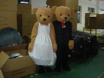 Nova Versão do casamento ursos boneca da Mascote do Traje Adulto da Festa de Aniversário do Vestido de Fantasia de Halloween Cosplay Roupas Roupas de Natal