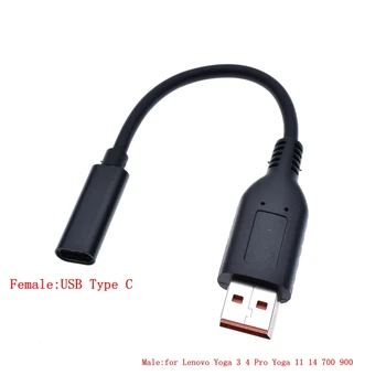 PD Cabo de Carregamento USB Tipo C Para USB Praça Conversor Dc Plug Adaptador de Energia Cabo de Cabo para o Lenovo Yoga 700 900 Yoga 3 4 Pro