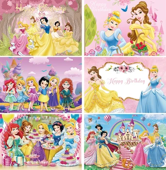 Disney Princess Party Cenários de Decoração de Fundos de Vinil Fotografia Tiroteios panos de Fundo para as Meninas da Festa de Aniversário de Suprimentos