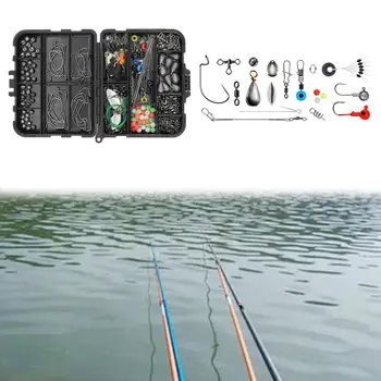 246pcs Carp Fishing Tackle Kit de Pesca de água Salgada Giro Snap Anzóis de Pesca de Segurança Clipes de Acessórios de Pesca Caixa
