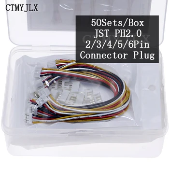 50Sets/Caixa de Mini Micro TJS PH2.0 - 2/3/4/5/6Pin Conector Plug Variedade Kit Com 150 Fios de Cabos de Eletrônica DIY Kit