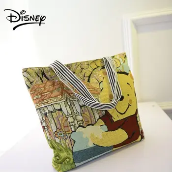 Disney Novo Casual, Bolsa Sacola Saco de Mulheres desenho animado Mickey Winnie the Pooh Tecidos Bordados Tela Simples Saco de Ombro