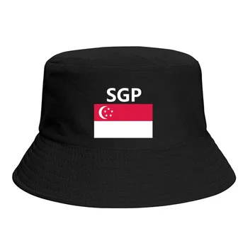 Singapura Bandeira Balde De Chapéus De Impressão Legal Fãs Sombra De Sol Simples, Clássico De Verão Ao Ar Livre Pescador Caps Boné De Pesca