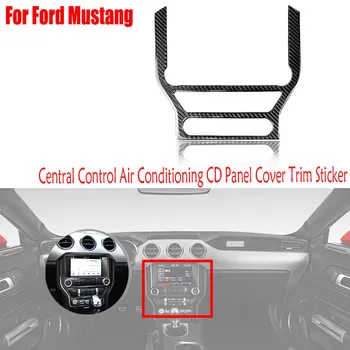 Real de Fibra de Carbono Acessórios do Carro do Centro de Controle de Ar Condicionado CD Tampa do Painel de Guarnição Adesivo Para Ford Mustang 2015-2020