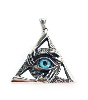 Homens Gótico, Punk Ornamento de Aço Inoxidável Triângulo Esqueleto Ósseo Gem Olhos de Titânio de Aço Colar Pingente