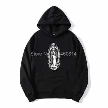 Nossa Senhora de Guadalupe, a Virgem Maria Católica Hoodie dos Homens de Lã com Capuz Hip Hop de Moletom com Capuz Streetwear Harajuku