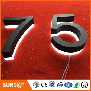 H 25cm de corte a Laser em acrílico aço inoxidável com retroiluminação led da letra de canal exterior sinais loja/LED número da casa