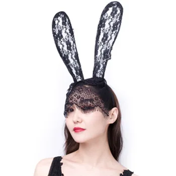 Online celebridade boate de Natal de renda véu orelhas de coelho diadema partido cocar bola vestido de cabeça
