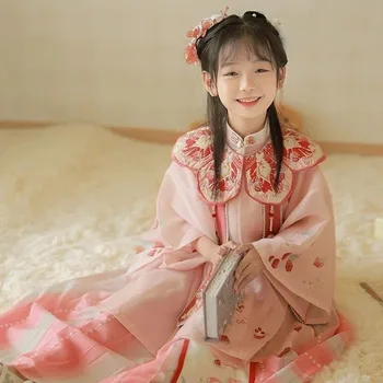 Outono das Crianças Novo Estilo Chinês Antigo Traje de Super Fada Elegante Terno Hanfu