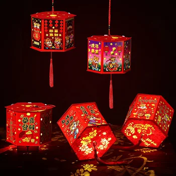 DIY do Ano Novo Chinês, Lanterna Portátil Flor de Luz da Lâmpada do Partido Lanternas Brilhantes Festival da Primavera Decorações Presentes de Brinquedos para as Crianças