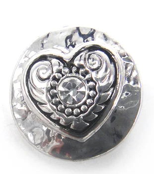 Frete grátis Mini 1,2 cm de Coração de cristal branco charme DIY botão snap metal encantos