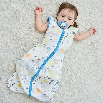 Verão Fina Crianças Veste Um Pijama De Camada Única De Puro Algodão Bebê Saco De Dormir Cartoon Saco De Dormir Do Bebê Recém-Nascido Anti Kick Colcha