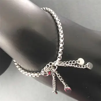 Mulheres meninas da senhora Pulseira de tornozelo cadeia de 19cm-28cm de presente da jóia nunca desvanece pulseiras para mulheres de aço inoxidável, bracelete de b198
