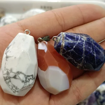 3cm 1PC Pedra Natural Quartzo Facetado de cristal pingente de Opala agates de Pêndulo, Pingente de Colar de Correntes encantos de Moda Pingente
