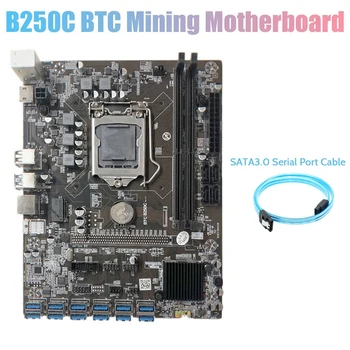 NOVO-B250C Mineiro placa-Mãe+SATA3.0 Cabo de Porta de Série de 12 PCIE para USB3.0 GPU Slot LGA1151 Pino de Suporte RAM DDR4 para BTC Mineração
