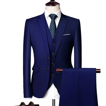terno masculino 2020 a primavera e o outono high-end personalizado de negócios blazers de três peças / Slim tamanho grande multi-cor boutique terno