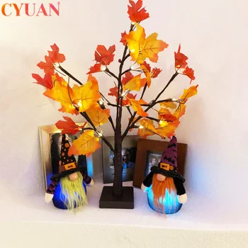 Ação De Graças Artificial Iluminada Árvore De Bordo Queda De Outono, Maple Mesa De Luzes Decoração De Halloween Colheita, Decoração Do Casamento