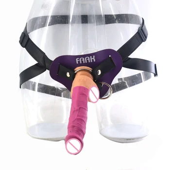 FAAK Strapon Vibrador Realista Pênis Erótico Brinquedo do Sexo Para Casais de Lésbicas Chicote de Couro Pulseira em Silicone Vibrador de Sucção Sex Shop