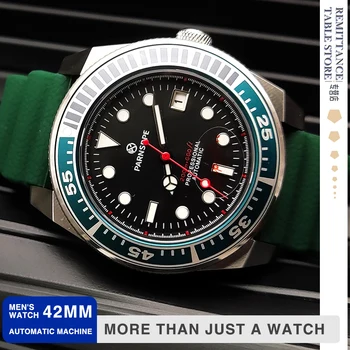 Luxuoso relógio masculino Japão NH35A relógio mecânico automático de alta qualidade, vermelho segundos mostrador de safira espelho impermeável parafuso coroa