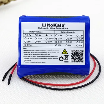 Liitokala 12V 2600mAh Bateria de íon de lítio 12,6 V 2,6 11,1 V CCTV Câmera bateria Recarregável 18650 baterias