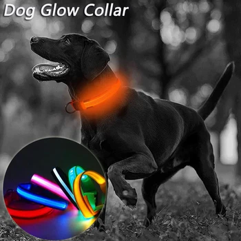 LED da Coleira do Cão Ajustável Piscando Rechargea Luminosa Colar de Noite Anti-Cão Perdido Chicote de Luz Para Cachorro Suprimentos para animais de Estimação