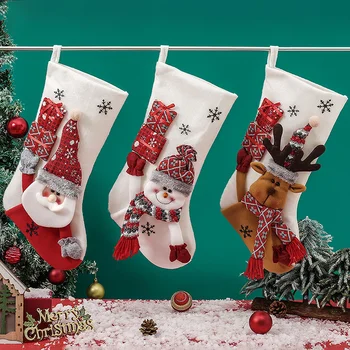 1PC Santa Meia Meia Dom Sacos dos Doces Lindo Saco de Presente as Crianças Lareira Árvore de Natal Pendurando Enfeites de Festa Decorações