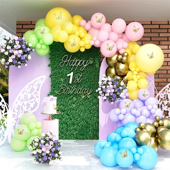 173pc Borboleta arco-íris em tons Pastel Roxo Balão Garland Arco Kit para Aniversário, Casamento, chá de Bebê Festa Mexicana Decorações do Partido