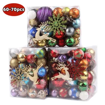 60-70pcs decorações de Natal cano bolas de Natal decoração da árvore de Natal conjunto de pingente