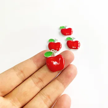 6pcs Bonito Esmalte Vermelho Apple Encantos Acessórios Pingente , Para DIY Artesanal de Mulheres Brincos de Descobertas Fazer a Jóia de Suprimentos