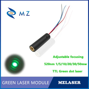 Alta Qualidade Ajustável Foco D10x35mm 520nm 1/5/10/20/30/50mw Lente de PMMA TTL Industriais Ponto Verde do Módulo do Laser
