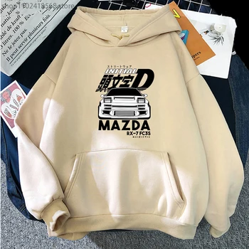 Inicial D Capuz para MAZDA RX-7 FC3S de Impressão Hoodies Moda Gráficos legais Camisolas de Manga comprida Homens Harajuku Anime Y2k Sudaderas