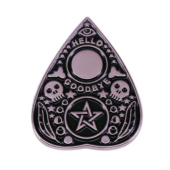 OLÁ ADEUS Tabuleiro de Ouija Planchette Broche de Metal Emblema do Pin de Lapela da Jaqueta Jeans Moda Acessórios de Jóias de Presente