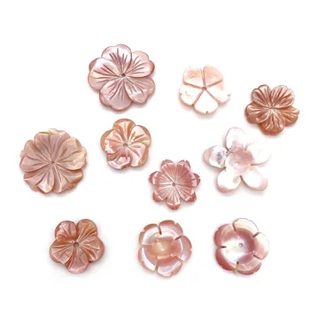 Natural de Conchas os Pingentes da Mãe-de-pérola cor-de-Rosa Esculpida Shell de Flor de Encantos Para Fazer Jóias Colar Brinco de DIY Esferas Acessórios