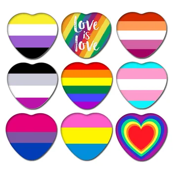 Arco-íris Emblema de Lapela Coração LGBT Design de Metal Bonito Pinos não binários Genderfluid Gay Broche de Amor e de Paz Jóias Bissexual, Pansexual