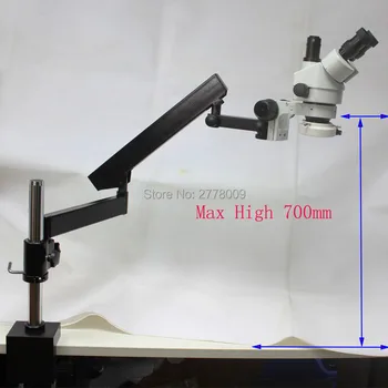 3,5 X-90X Trinocular Inspeção Industrial Zoom Estéreo Microscópio Longo Braço Boom Grampo Grande Estéreo, Suporte de Mesa Com Luzes de LED