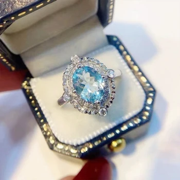 Romântica, Azul Bebê Cúbicos de Zircônia Anéis de uma Nova e Moderna de Design de Anéis de Casamento para as Mulheres de Forma Oval, de Senhoras de Acessórios de Moda
