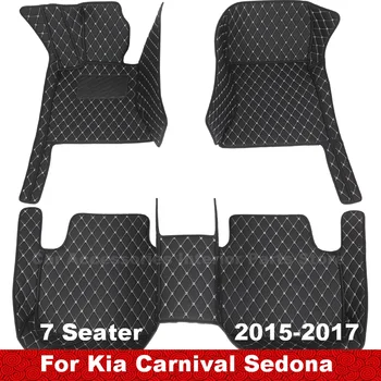Para Kia Carnival Sedona 2017 2016 2015 (7 Lugares) Carro De Tapetes Acessórios Estilo De Decoração De Couro, Tapetes Auto Tapetes