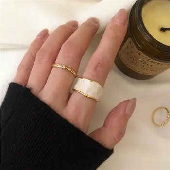 18K Chapeado Minimalista Esmalte do Huggie de Ouro Anel de Banda Bela Candy Color Pingando Óleo de Moda Instrução de Anéis Para as Mulheres de Jóias