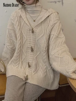 Namou Drane Casaquinho de Malha Jaqueta de Mulheres da Primavera e do Outono Solta Desgaste Exterior 2022 Novo Design Sentido coreano Macio Lânguida Vento Camisola