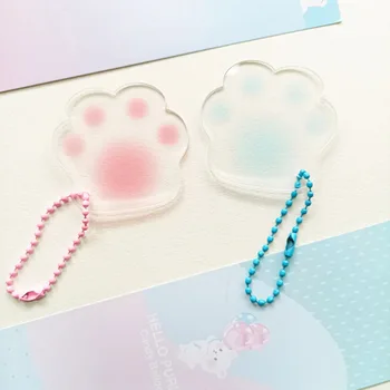 Ins-de-Rosa Bonito Azul do Gato Garra Chaveiro Toy Acrílico Transparente Kawaii Mochila Decorativos Pingente Criativo DIY Ornamento Amantes