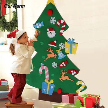OurWarm Crianças DIY Senti Árvore de Natal com Enfeites de Crianças Ano Novo, Presentes para a Porta Pendurado na Parede Decoração do Partido