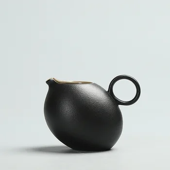 Estilo japonês de Cerâmica Preta de Chá com Alça Chaleira Família Criativo Grés de Chá de Chá Divisor de XÍCARA de porcelana