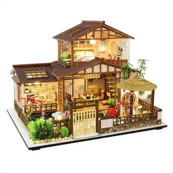DIY Miniatura de Casa Kit de Mini Casa de Tomada de Estilo Japonês, feitos à mão Casa o Kit Com Música, Movimento LIDERADO DIY de Artesanato Para Adultos Crianças