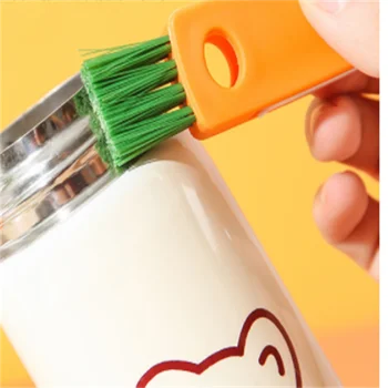 Gap escova no lado interno da tampa do copo multifuncional groove escova de limpeza três pincel integrado copa escova de garrafa de leite