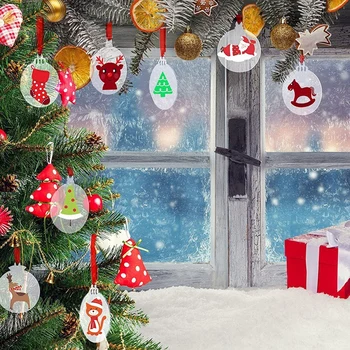 30Pcs Novo Estilo de Acrílico Branco Transparente, Com Fita Vermelha Artesanato DIY de Natal em Branco Anão Decorações para Árvores de Ano Novo de Natal Decoração