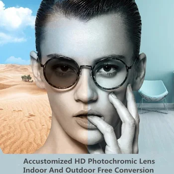 Receita Fotossensíveis Cinza e Marrom Lente Óptica HMC+EMI UV400 Sunglasses70mm 1.56/1.60 para Miopia Óculos Âmbito -6/-2