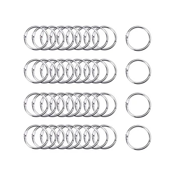 100Pcs Fichário Anéis de 30Mm de diâmetro em Metal Prateado, Catálogo de Anéis de Folhas Soltas Anéis Índice de Placas de sinalização de Placas de Revisão Cartões de Anéis