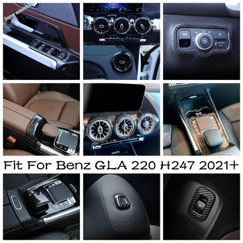 Faróis Opção / caixa de Velocidades / Cabeça no Travesseiro Botão de Ajuste da Tampa da Guarnição de Fibra de Carbono, Interior de Ajuste Para a Mercedes-Benz GLA 220 H247 2021